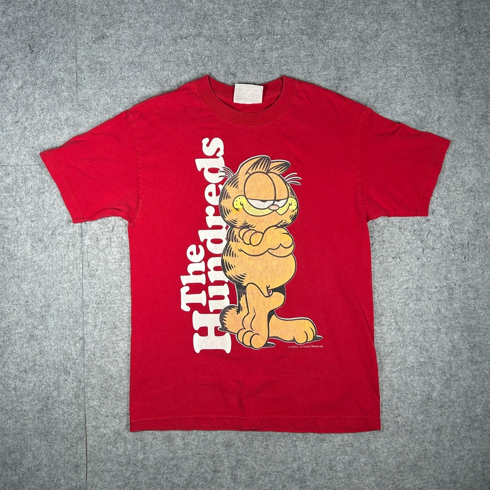 The Hundreds Garfield T Shirt Mens Medium Red Adam Bomb Streetwear Graphic Tee
